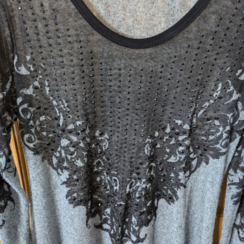 Fancy black, lace and beaded blouse